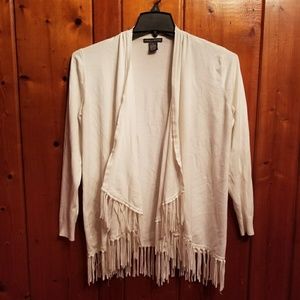 Off white fringe cardigan